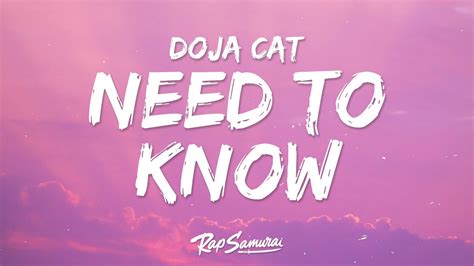 the need to know lyrics|need to know doja cat.